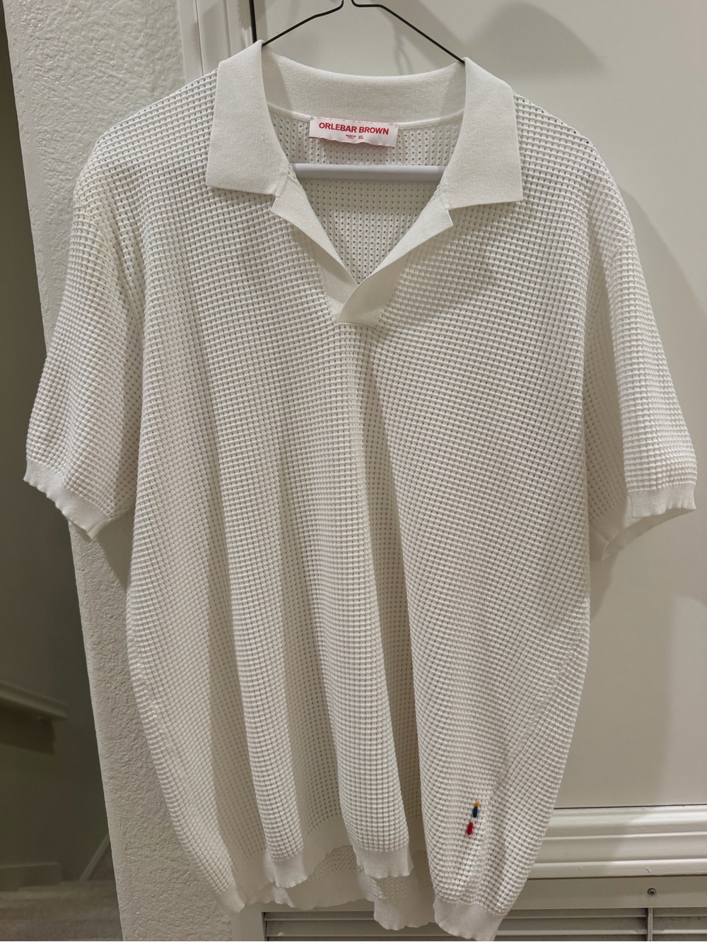 NWOT Orlebar Brown Roddy Tailored Fit Stitch Polo Shirt In White Size Size XL - Picture 4 of 8